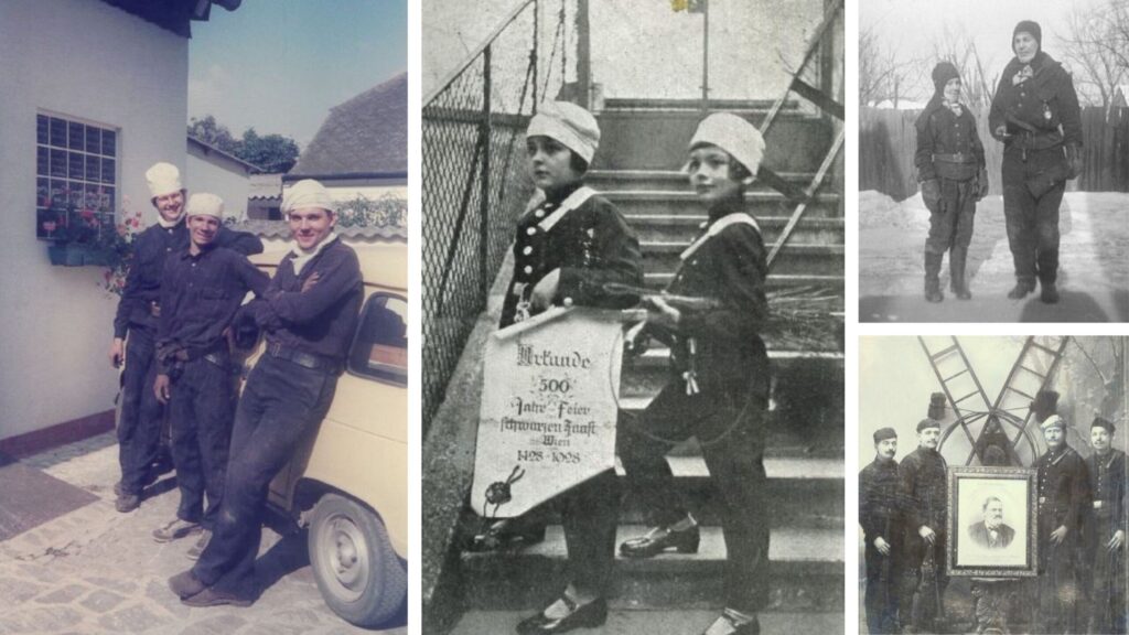 Bild: Collage aus historischen Bildern zur Rauchfangkehrertradition der Familie Schicker